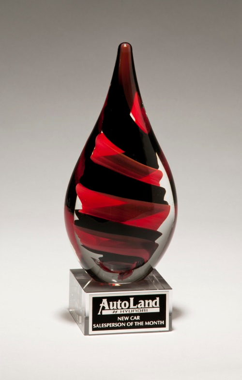 Black and Red Helix Art Glass Award