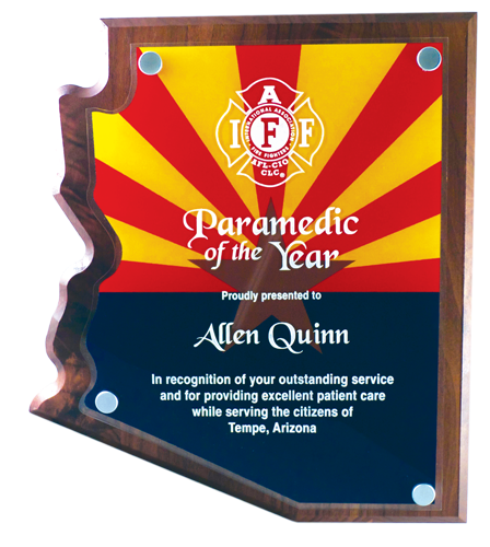 Arizona Walnut Plaque with Full-Color Acrylic Stand-Off